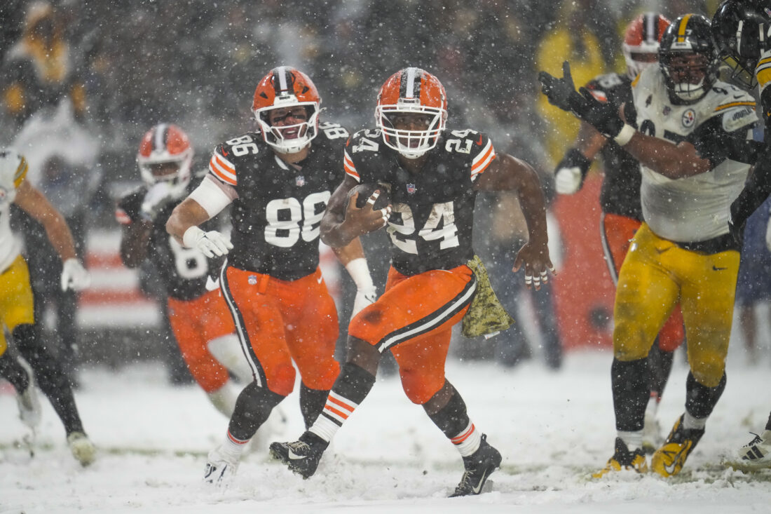 Chubb, Browns battle through snow for 24-19 win over the Steelers | News, Sports, Jobs - Weirton Daily Times